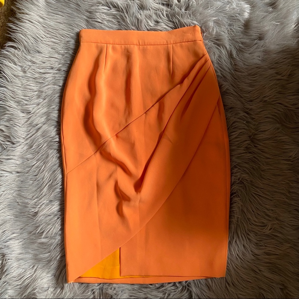 Vionnet Draped Tangerine Midi Skirt